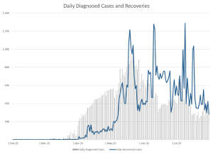Figure 2: Diagnosed cases and recoveries in the UAE1 